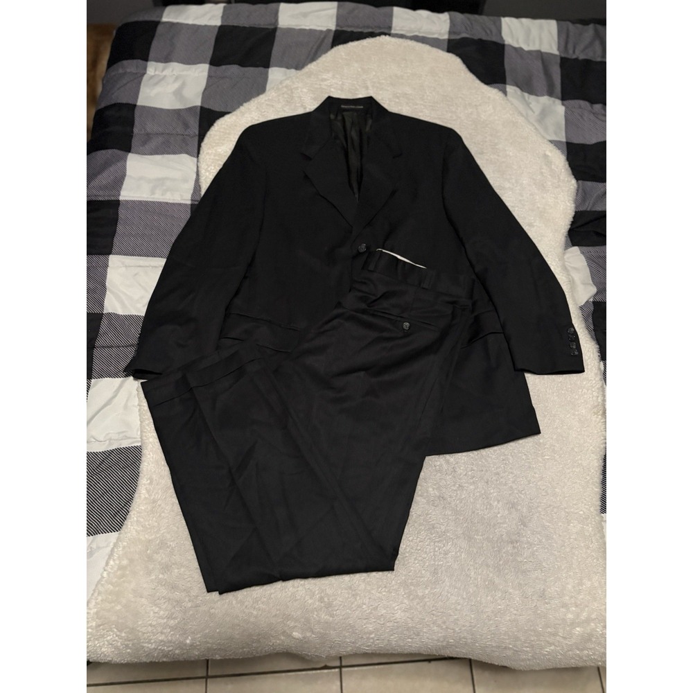 Joseph & Feiss Men's 2 Piece Suit Black Blazer Size 42R Pants 36x30 Wool Cuffed